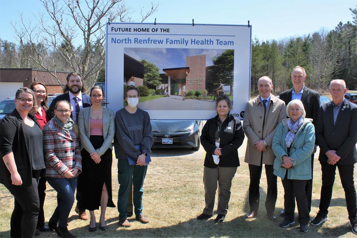 sign showing the future home of the North Renfrew Family Health Team (NRFHT)